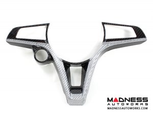 Alfa Romeo Giulia Steering Wheel Trim - Carbon Fiber - Main Center Trim Piece - White Candy/ Black Carbon - Pre '20 Models